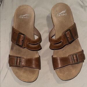 Dansko Rosie Tan Leather Slide Sandals